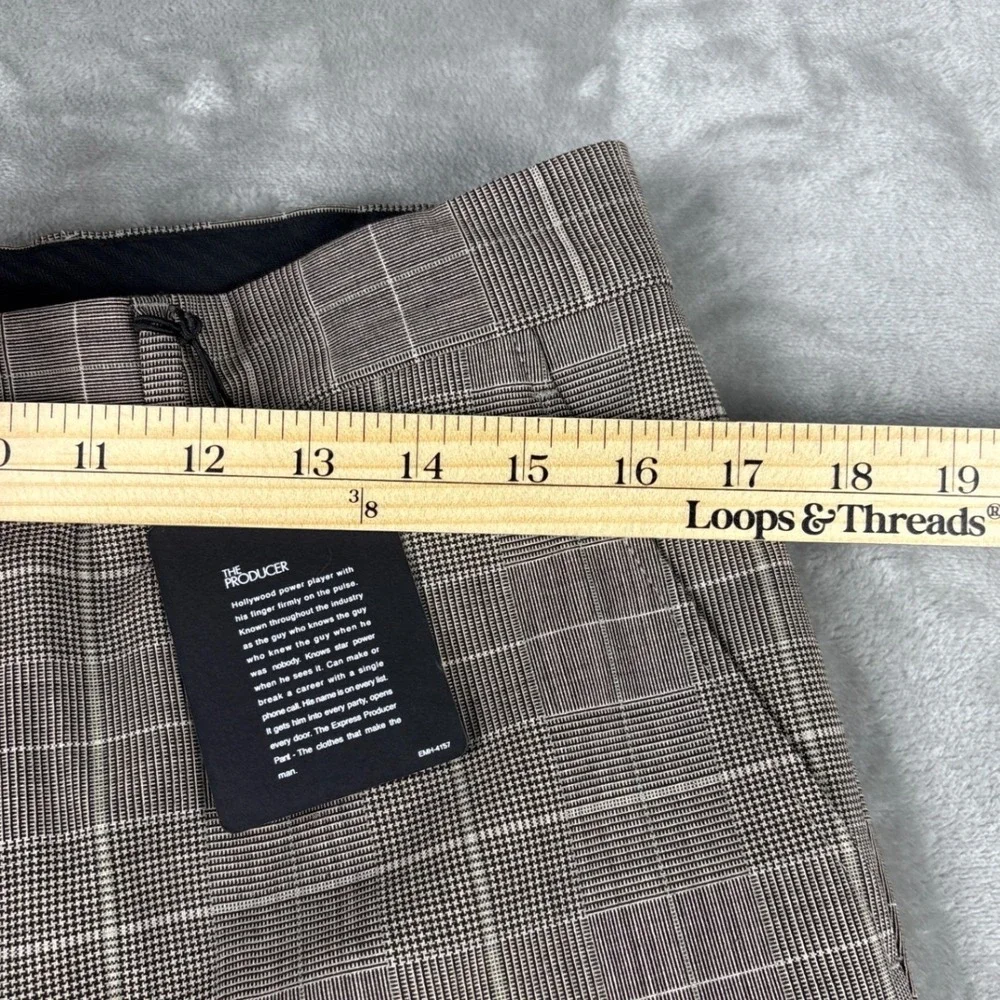 The Producer Express Design Studio Mens 32x32 Wool Blend Glen Plaid Dress Pants